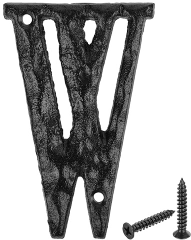 sourcing map House Address Letter, 4.9 Inch Cast Iron Vintage Wall Letter W Outside Letters for Home Street Office Mailbox Sign, Black