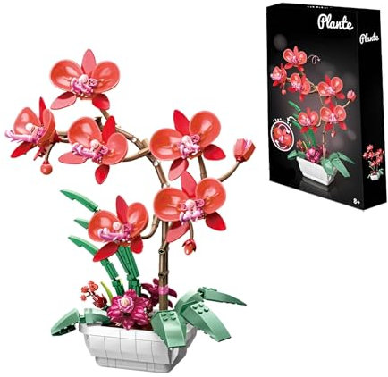 Orchidee Blume Bausteine Bausatz, 581Stück Künstliche Blume für Indoor Dekoration Modell Spielzeug, Botanische Sammlung Florid Klemmbausteine, Ideen Geschenke für Kinder Frauen Erwachsene(JK2901)