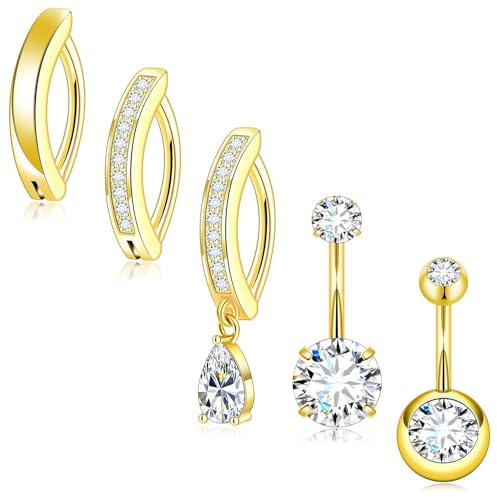 TJUSPIRIT Bauchnabelpiercing Ring 14ga 10mm Bauch Clicker Bauchnabel Piercing Schmuck