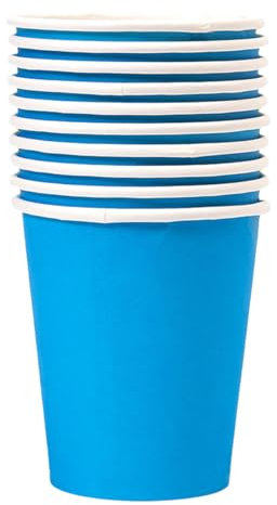 Lot de 10 gobelets jetables en papier multicolores, biodégradables, compostables, adaptés pour les fêtes, le bricolage, les festivals, les mariages, les anniversaires (bleu)