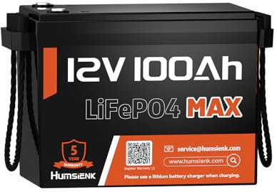 Humsienk LiFePO4 100Ah 12V Lithium Batterie mit 100A BMS Tieftemperaturschutz, Max. 15000 Zyklen,1280Wh Lithium Solarbatterie für Wohnmobil, Solar, Boot, 10 Jahre Lebensdauer