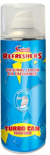 Swizzels - Air Freshener Turbo Can Spray, Original Lemon Scent - High Volume Blast, Long Lasting, Eliminates Odour - Dry Mist Spray, Zero Residue - For Home, Office, Gyms & Vehicles - 400ml
