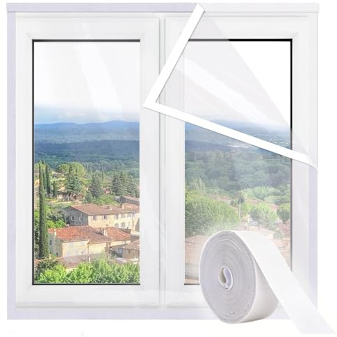 Risareyi Isolierfolie Fenster Thermo Cover 40x60cm, Weiß | Thermovorhang Gegen Kälte aus Transparent EVA, Fensterdichtungsskits zur Wärmedämmung, mit 2cm Klettband, Nicht Schneidbar
