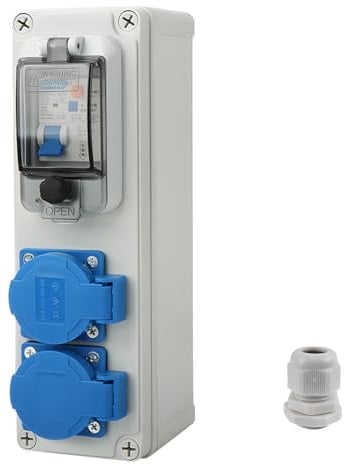 Quadro Elettrico da Cantiere, Interruttore Automatico 2P da 250 V, Unità di Distribuzione Dell'alimentazione da 16a, per Interni/Esterni, Unità di Distribuzione Sospesa IP54 (1)