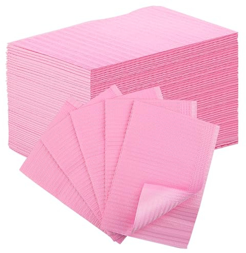 SWeien 50PCS Disposable Nail Mats, Foldable Nail Paper Towels, 13x18 Table Acrylic Nail Practice Sheet, 3 Ply Waterproof Clean Nail Table Mat for Salon, Manicure Tattoo, Nail Art Accessories (Pink)