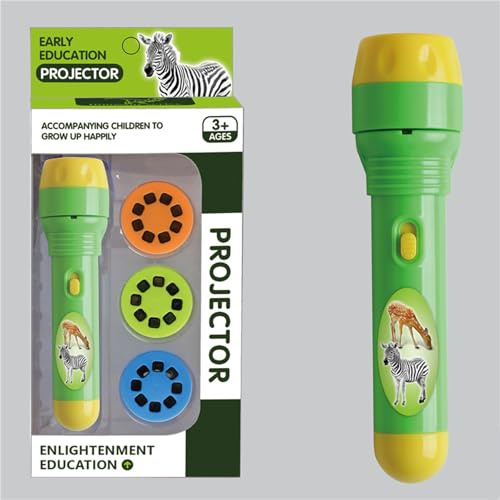 Animal Torch and Projector, Dinosaur Torch and Projector for Kids 3-8 Years Projector Torches with 3 Discs 24 Images, Educational Dinosaur Toys for Boys and Girls, Night Light Projector (Animals)