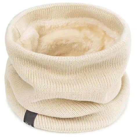 Thermal Fleece Snood Neck Warmer – Soft Thick Knitted Neck Gaiter Scarf for Men, Women and Kids, Warm Windproof Winter Tube for Cycling, Running, Skiing, Hiking & Outdoor Sports Gifts (white)