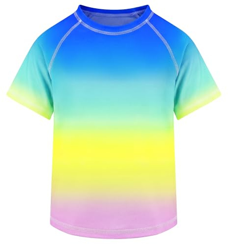 Tokeya Simma T-shirt för barn UPF 50+ badshorts pojkar kortärmad 3–11 år, Blå gradient, 10-11 år