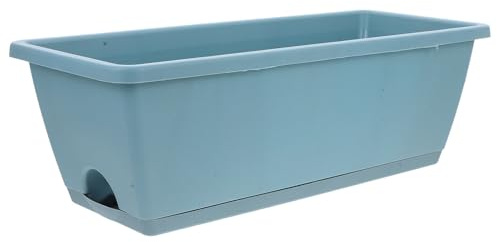 TIDTALEO 2 Sets Rectangular Resin Planter Pots with Tray, Portable and Safe Garden Flower Window Boxes for Indoor and Outdoor Gardening, Suitable for Succulent Planting and Miniature Roses