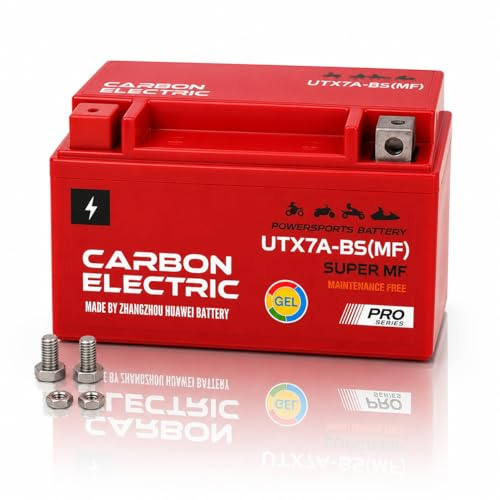 MotorradBatterie 10Ah YTX12-BS GEL Akku 12V – CarbonElectric Wartungsfrei für Motorrad Roller Quad ATV Scooter