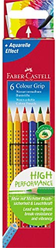 Faber-Castell GRIP blau, braun, grün, orange, rot, gelb 6Stück Farbstift – Buntstift (6 Stück (S), blau, braun, grün, orange, rot, gelb, Holz, mehrfarbig, dreieckig, Karton)