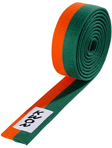 Budo-Gürtel 2-farbig (orange/grün, 240)