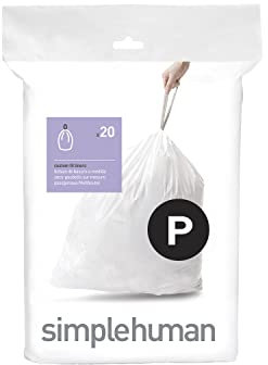 simplehuman CW0175 code P Custom Fit Bin Liners, White Plastic (Pack of 20 Liners)