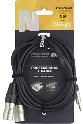 Stagg N-Series Y-cable 3m Stereo Mini Jack/2x XLR Male