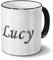 printplanet Tasse mit Namen Lucy - Motiv Chrom-Schriftzug - Namenstasse, Kaffeebecher, Mug, Becher, Kaffeetasse - Farbe Schwarz