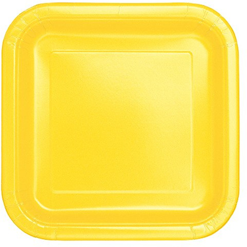 Unique Party 30841 - 23cm Square Soft Yellow Party Plates, Pack of 14