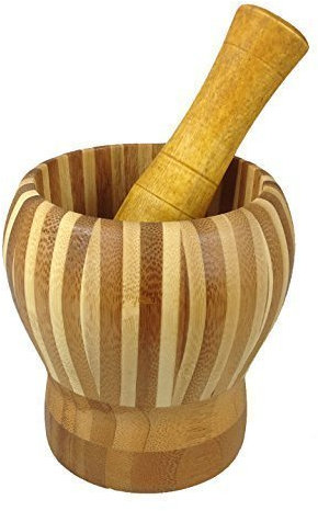 GMMH Mortero de Madera con Mano de mortero picadora Tiras Delgado