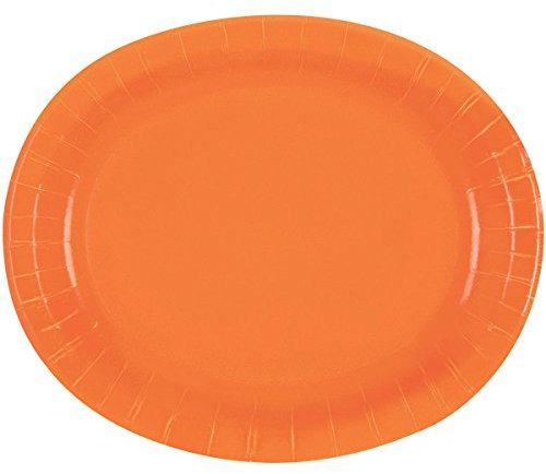 Unique Party- Paquete de 8 platos ovalados de papel, Color naranja (32239) , color/modelo surtido