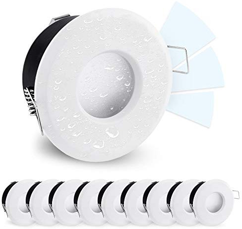 linovum 10er Set LED Deckeneinbauleuchte IP65 spritzwassergeschützt weiß rund fourSTEP 230V neutralweiß 'Dimmbar ohne Dimmer'