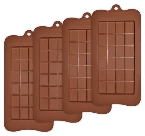 homEdge Brechbare Schokoladenformen, Set mit 4 Packungen, Lebensmittelqualität, antihaftbeschichtet, Silikon, Eiweiß und Energieriegel-Formen