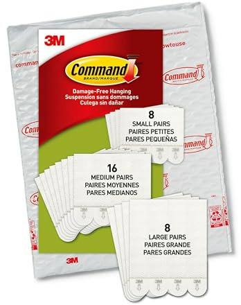 Command PH211-32NA PH203-18NA Strisce assortite per appendere quadri, bianco, piccolo, medio e grande