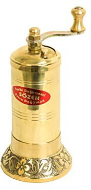4.7 Handmade Manual Brass Pepper Mill Grinder Sozen, Portable Conical Burr Pepper Mill, Portable Hand Crank Turkish Pepper Grinder