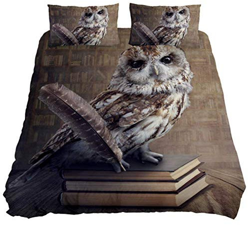 Eslifey Bettwäsche-Set Eulenmotiv, 3-teilig, King-Size-Größe, 254 x 229 cm, Bett-Set mit zwei Kissenbezügen