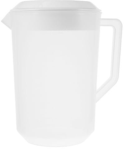 Yarnow Jarra de Plástico con Tapa de Escala 5L Jarra de Jugo de Jarra de Agua Fría/Caliente Y Jarra de Té Helado (Blanco)