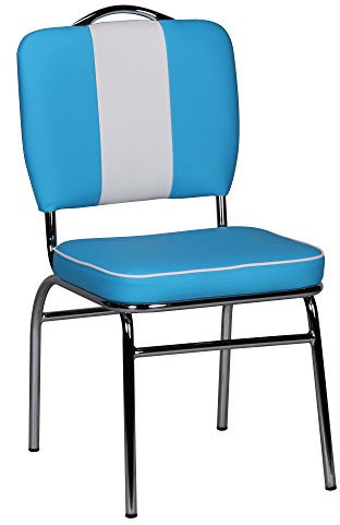 KADIMA DESIGN Esszimmerstuhl American Diner 50er Jahre Retro Blau Weiß Stuhl Sessel