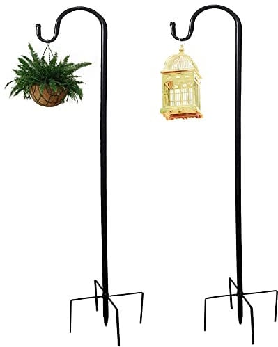 XVZ Ganchos para Pastor de Jardín, 2 Unidades de 96cm Jardín de Metal Gancho para colgar Flores, Comedero para Pájaros, Macetas, Faroles, Luces de jardín, decoración de boda (Negro)