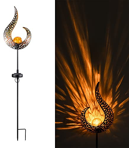Navaris 1x LED Solar Gartenfackel Flammen-Design - 16,5 x 6,5 x 90cm - Garten Solarlampen Fackeln außen - Fackel Solarleuchte - Deko Gartenfackeln