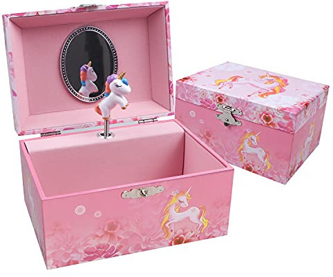 TAOPU Schmuckkästchen mit Spieluhr mit drehbarem Einhorn-Spieluhr, Schmuckkästchen, tolles Geschenk für Mädchen