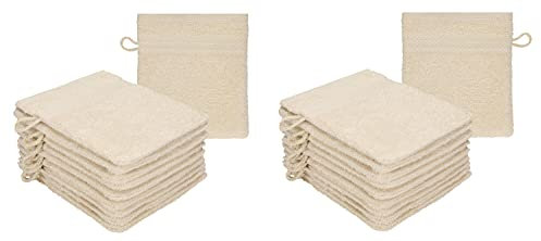 Betz Lot de 20 Gants de Toilette Premium Taille 16x21 cm 100% Coton Couleur Sable