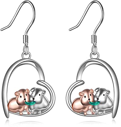 Herz Ohrringe Damen Silber 925 Katzen/Hund/Vogel/Pinguin Ohrhänger Süßes Tier Schmuck Geschenke