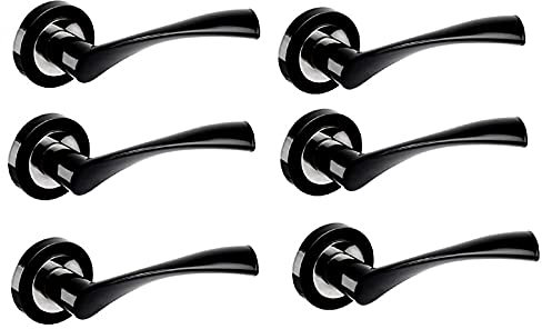 Haven Heritage ® Astrid Internal Door Handles in Matt Black & Chrome on Rose - Rose Diameter Approx 51cm Sold as 6 Pairs