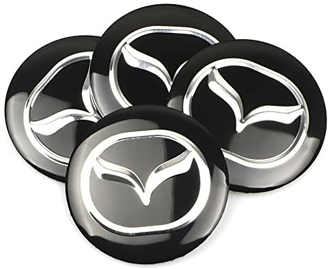 DBFDAQ 4 StüCk Radnabenkappen Radkappen Aufkleber, für Mazda Atez 6 Gh Gg Gi 3 Angksela Bk CX 5 4 7 8 56mm Auto Radmitte Felgenabdeckung Styling ZubehöR with Logo, Black