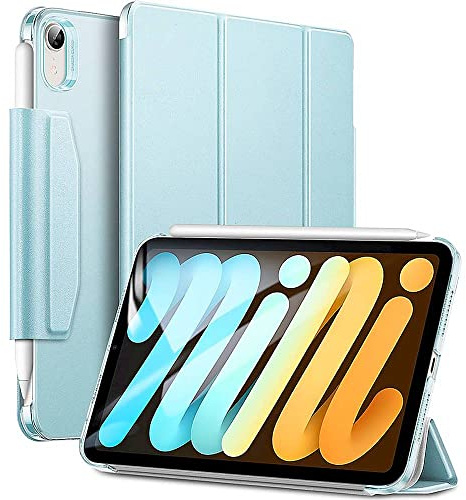 SaharaCase ESR Folio Case für Apple iPad Mini 8,3 Zoll (6. Generation 2021) [Stoßfest Bumper] Robuster Schutz Anti-Rutsch Leder Kickstand (Aqua)