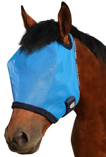 Harrison Howard Pferde Fliegenmaske Standard-Bremsenmaske mit Komfort-Fleece-Polsterung UV-Schutz für Pferde Verstellbarer Touch-and-Go Gurt mit Öffnung der Vordertür