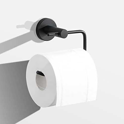SARIHOSY Bathroom Toilet Roll Tissue holder with Shelf, Self Adhesive Bathroom Shelf, Wall Mounted Toilet-roll Holders, Black Brushed Steel Toilet Roll Holder