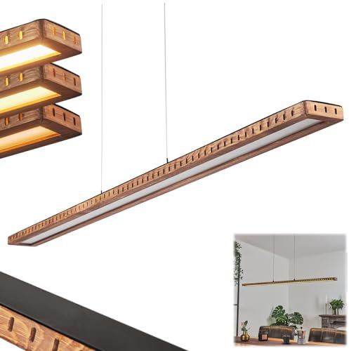 LED Pendelleuchte Guacacallo, Hängelampe aus Metall/Holz/Kunststoff in Schwarz/Natur/Weiß, verstellbare Höhe max 120 cm, dimmbar m. Lichtschalter, 5690 Lumen, 3000 Kelvin, 1 x LED 36 Watt (inkl.) IP20