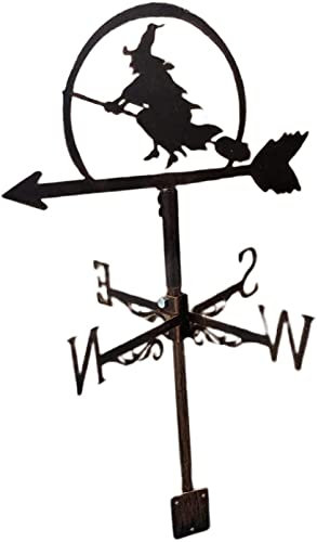 Dekorative Hexen-Windfahne, Gartenhalterung, Windrichtungsanzeige, Edelstahl, Fahne, Bauernhof, Retro, langlebige Szene, Garten, Hof, Installation, Dachhalterung