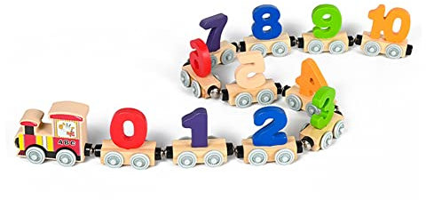 Holzzug Spielzeug für Kinder, Montessori Spielzeug Holz, Spielzeug Zug Kinder mit Zahlen 0-9 Zählen Lernen, Lernspielzeug Holzspielzeug Geschenke für Jungen und Mädchen
