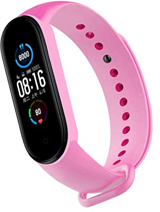 KBUYS Cinturino compatibile con Xiaomi Mi Band 6 5 4 3 Cinturino in silicone Cinturino da polso MiBand 3/4 Band5 Band6 7 Accessori for smartwatch (Color : Pink powder 36, Size : Mi band 5)