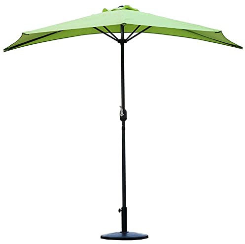 Sombrilla semiredonda para balcón de 2,7 m/9 pies, sombrilla para exteriores impermeable con manivela, sombrilla para mesa de jardín, perfecta para playa, bar, patio, cubierta, parasol, verde hierba