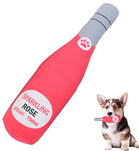 Jouet pour chien bouteille de vin,Jouets couineurs pour chien de vin rouge | Jouets de couinement mous de chien de peluche de farce, jouets durs de chien pour les mâcheurs agressifs grande race Jiahua