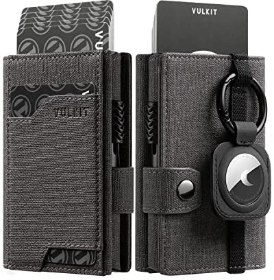VULKIT Portefeuille Airtag Anti Piratage Porte Carte Bancaire Trifold Portefeuilles et Porte-Cartes Homme Pop Up Porte Carte Homme, Gris