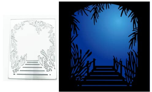 Sredwtk Landschaft Stanzschablonen Rahmen Cutting Dies Metall Prägeschablone Stanzformen Schablonen für Scrapbooking DIY Grußkarten zum Geburtstag Einladung zur Einschulung Kinderkarten usw