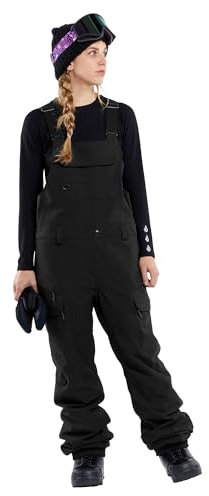 Volcom Damen Creston Stretch Snowboard Ski Bib Snowpant Overalls, Schwarz S4, Large