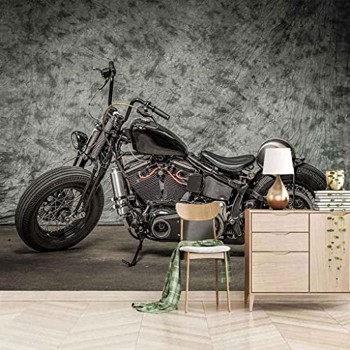 Fototapete Wandbild 3D Schwarzes Motorrad Abziehbares Wandposter, Tv-Hintergrund, Dekorativer Wandaufkleber, Wandkunst Für Kinderzimmer, Wohnzimmer, Schlafzimmer, Restau 400 (Breite) x 280 (Höhe) cm