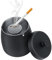 Cenicero con Tapa, Cenicero de Acero Inoxidable, Cenicero Portátil,Base Antideslizante, para Residuos de Cigarrillos y Cenizas en el Bar Oficina (Negro)